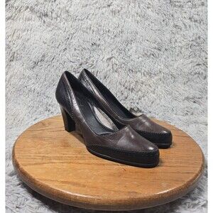 Umberto Raffini Womens Size 8-9/ 9.8 Inch Black Leather Slip On Pumps Shoes READ